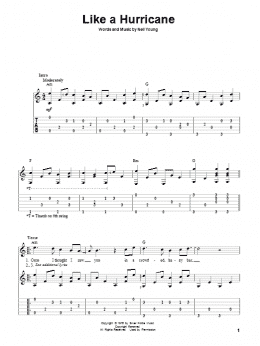 page one of Like A Hurricane (Solo Guitar)