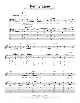 page one of Penny Lane (Solo Guitar)