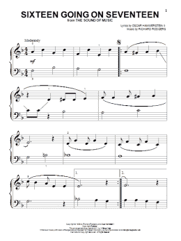 page one of Sixteen Going On Seventeen (Beginning Piano Solo)