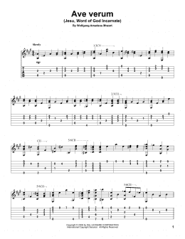 page one of Ave Verum (Jesu, Word of God Incarnate) (Solo Guitar)