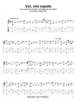 page one of Voi, Che Sapete (Solo Guitar)