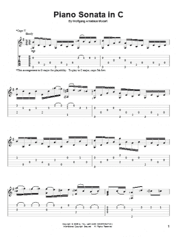 page one of Piano Sonata In C (Solo Guitar)