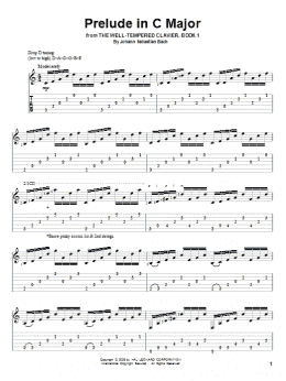 page one of Prelude in C Major (Solo Guitar)