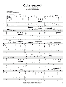 page one of Quia Respexit (Solo Guitar)