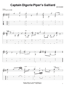 page one of Captain Digorie Piper's Galliard (Solo Guitar)