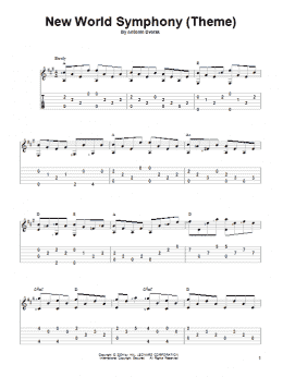page one of New World Symphony (Theme) (Solo Guitar)