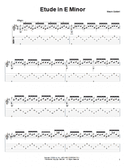 page one of Etude In E Minor (Solo Guitar)