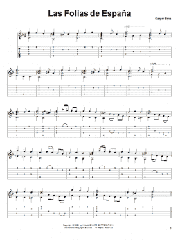 page one of Las Folias de España (Solo Guitar)