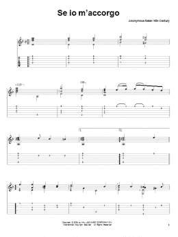 page one of Se Io M'accorgo (Solo Guitar)