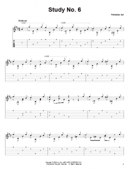 page one of Study No. 6 (Solo Guitar)