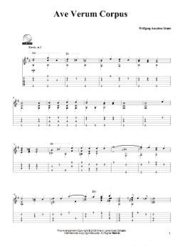 page one of Ave Verum (Jesu, Word of God Incarnate) (Solo Guitar)