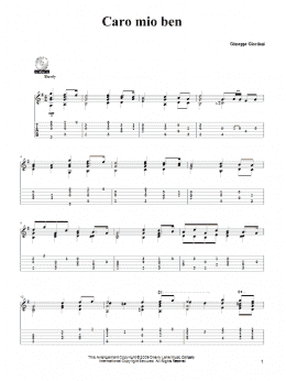 page one of Caro Mio Ben (Solo Guitar)