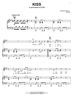 page one of Kiss (Piano, Vocal & Guitar Chords (Right-Hand Melody))