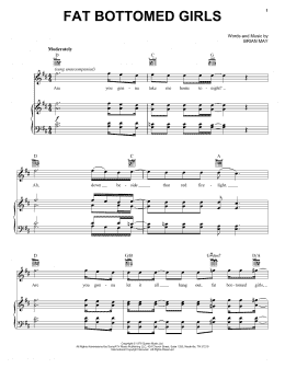 page one of Fat Bottomed Girls (Piano, Vocal & Guitar Chords (Right-Hand Melody))