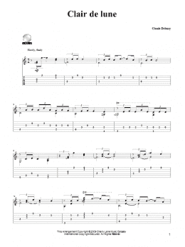 page one of Clair de Lune (Solo Guitar)