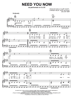 page one of Need You Now (Piano, Vocal & Guitar Chords (Right-Hand Melody))