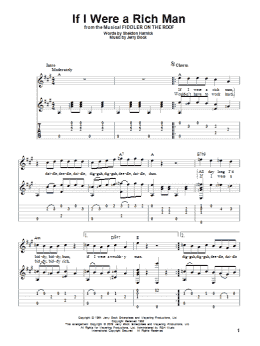 page one of If I Were A Rich Man (from Fiddler On The Roof) (Solo Guitar)