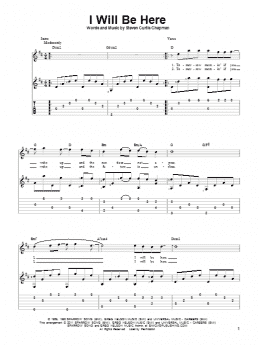 page one of I Will Be Here (Solo Guitar)