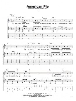 page one of American Pie (Solo Guitar)