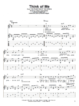 page one of Think Of Me (from The Phantom Of The Opera) (Solo Guitar)