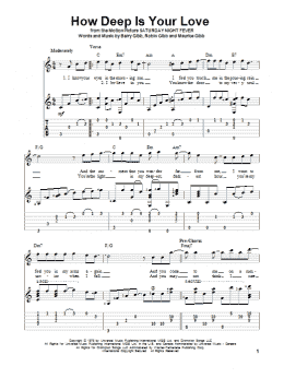 page one of How Deep Is Your Love (Solo Guitar)
