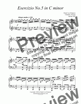 page one of Etude No.5 in C minor for Piano