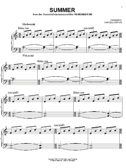 page one of Summer (Easy Piano)