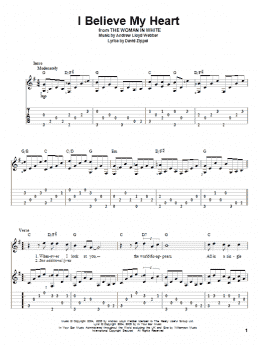 page one of I Believe My Heart (from The Woman In White) (Solo Guitar)