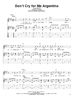 page one of Don't Cry For Me Argentina (Solo Guitar)