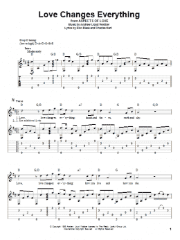 page one of Love Changes Everything (from Aspects Of Love) (Solo Guitar)