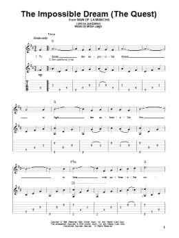 page one of The Impossible Dream (The Quest) (Solo Guitar)