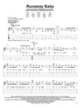 page one of Runaway Baby (Easy Guitar Tab)