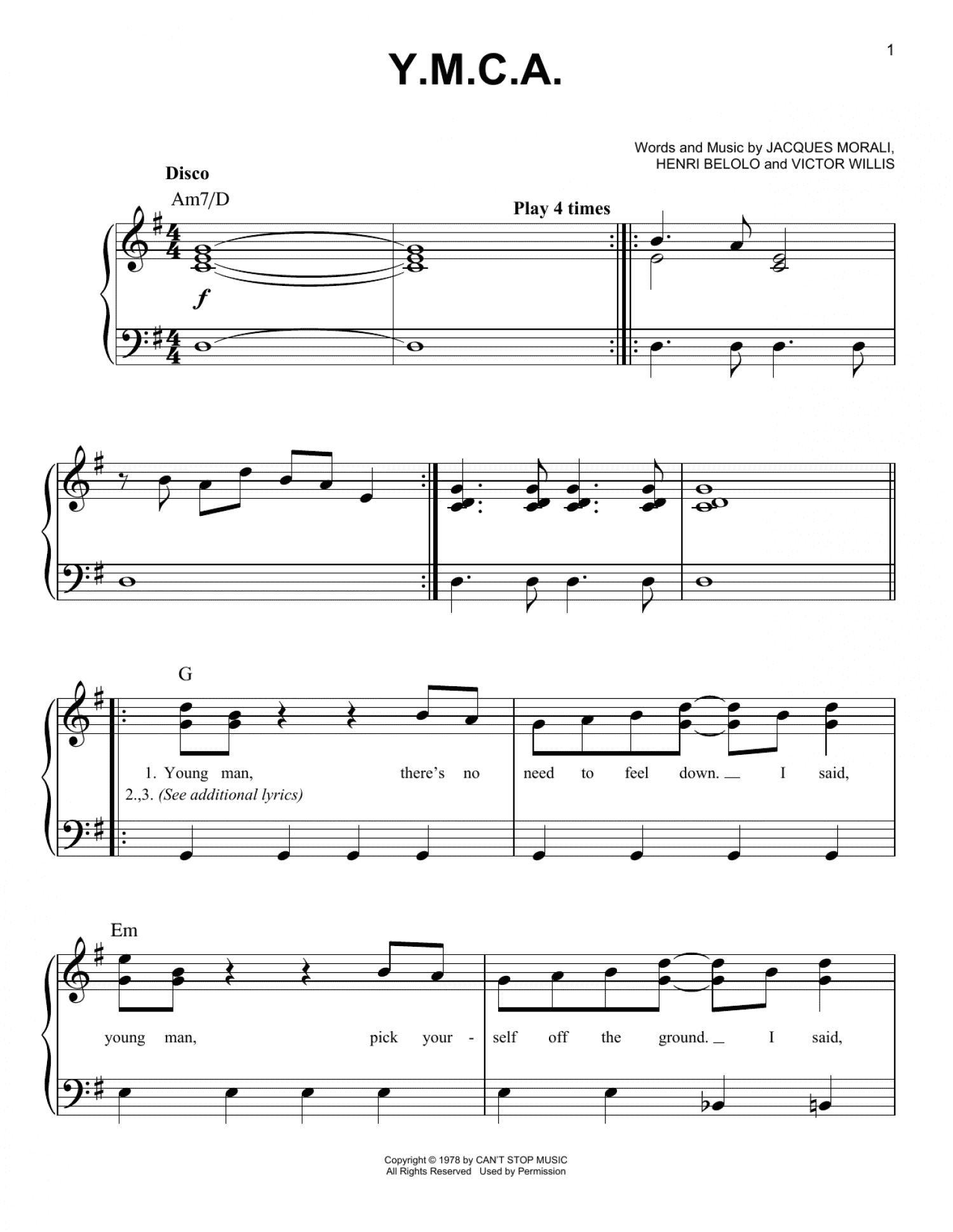 Y.M.C.A. (Easy Piano)