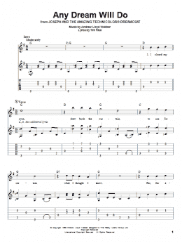 page one of Any Dream Will Do (from Joseph and the Amazing Technicolor Dreamcoat) (Solo Guitar)