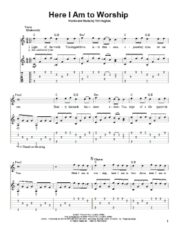 page one of Here I Am To Worship (Solo Guitar)