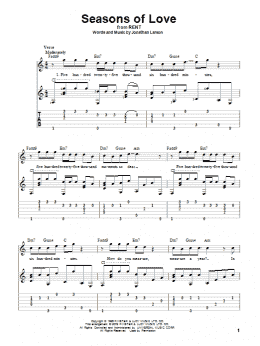 page one of Seasons Of Love (from Rent) (Solo Guitar)