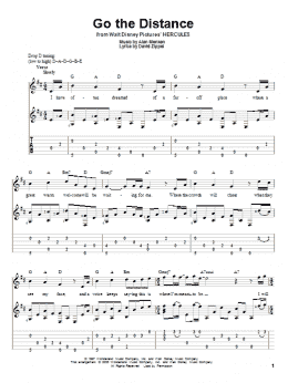 page one of Go The Distance (from Hercules) (Solo Guitar)