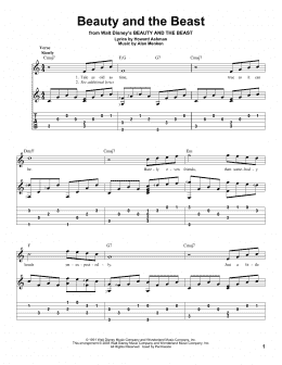 page one of Beauty And The Beast (Solo Guitar)
