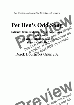 page one of Pet Hen's Odd Song