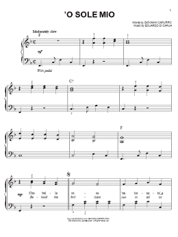 page one of 'O Sole Mio (Easy Piano)