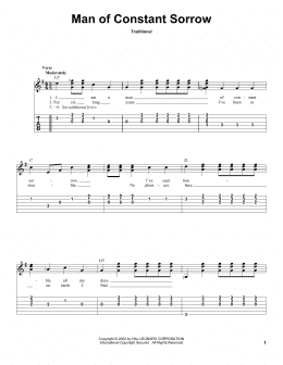 page one of Man Of Constant Sorrow (Solo Guitar)