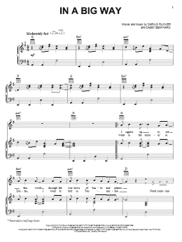 page one of In A Big Way (Piano, Vocal & Guitar Chords (Right-Hand Melody))