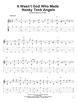 page one of It Wasn't God Who Made Honky Tonk Angels (Solo Guitar)