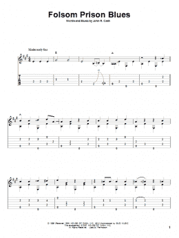 page one of Folsom Prison Blues (Solo Guitar)
