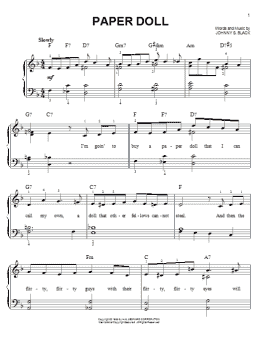 page one of Paper Doll (Easy Piano)
