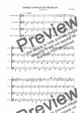 page one of Charlie Chaplin On The Beach (for Saxophone Quartet)
