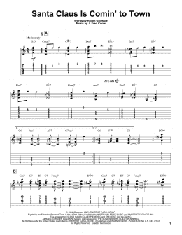 page one of Santa Claus Is Comin' To Town (Solo Guitar)