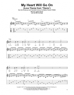 page one of My Heart Will Go On (Love Theme from Titanic) (Solo Guitar)