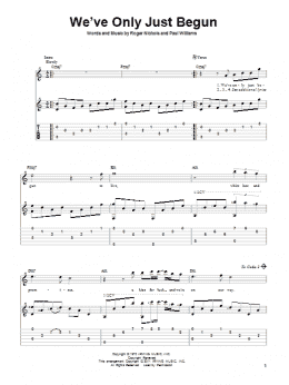 page one of We've Only Just Begun (Solo Guitar)