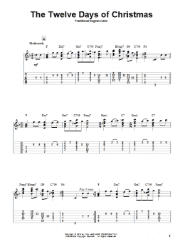 page one of The Twelve Days Of Christmas (Solo Guitar)